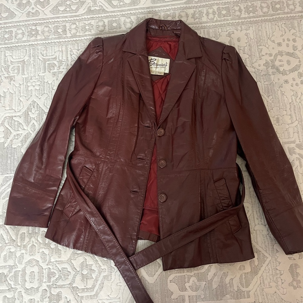 Vintage Women’s burgundy leather jacket by Berman's The Leather Experts